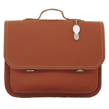 Lederen boekentas met magneetsluiting - Chestnut